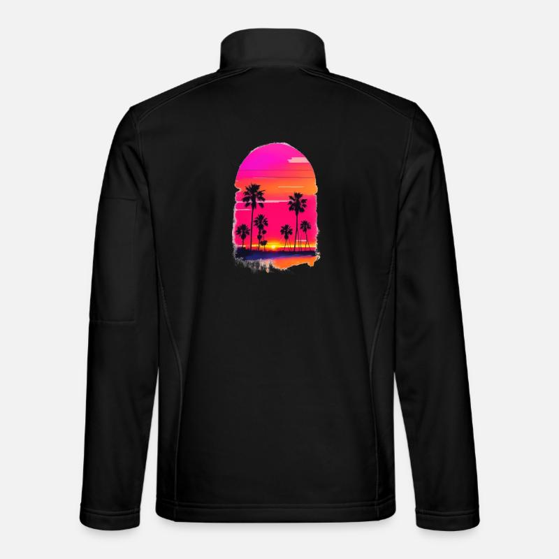 Sonnenuntergang mit Plamen - Unisex Softshelljacke - Schwarz