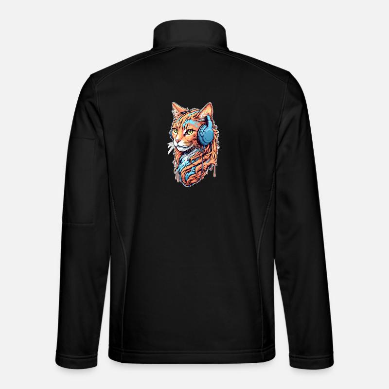 Le chat écoute de la musique - Veste en tissu softshell Unisexe - noir