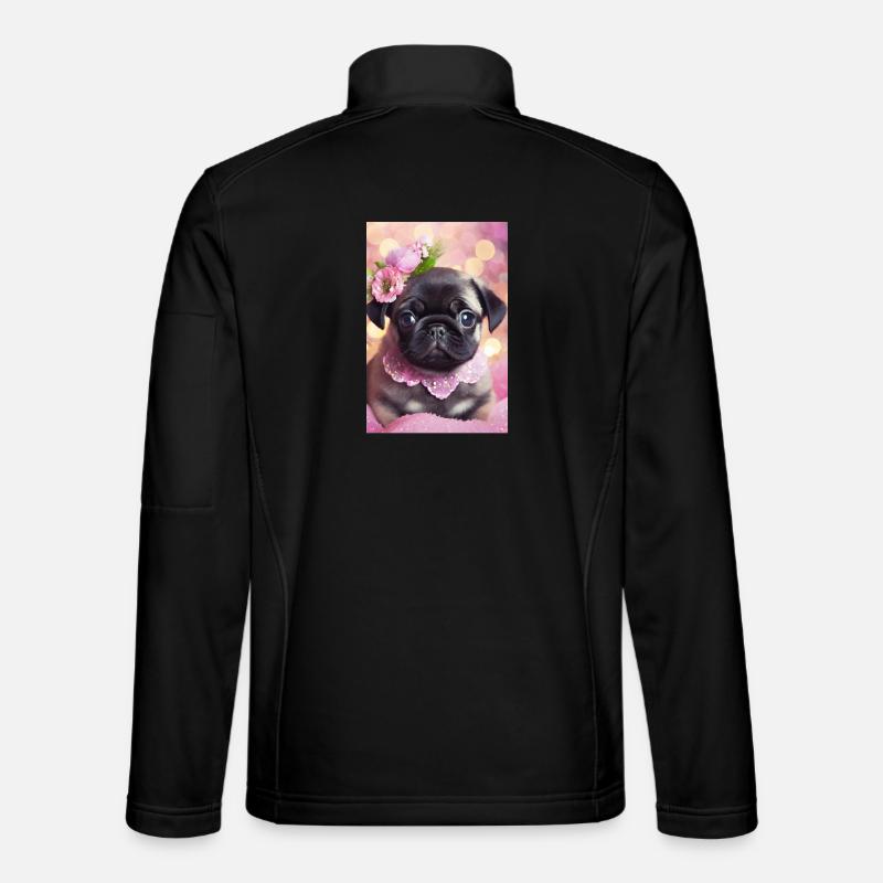 Joli bouledogue avec couronne de fleurs Veste en tissu softshell Unisexe
