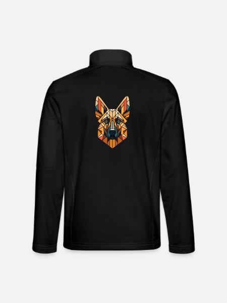 Malinois head geometric art, polygon art - Unisex Softshell Jacket - black - Back