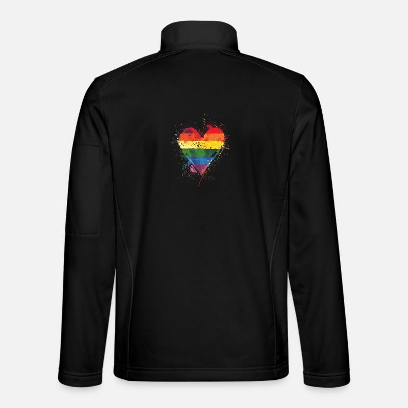 Cœur arc-en-ciel abstrait avec éclaboussures d’encre - Pride Veste en tissu softshell Unisexe
