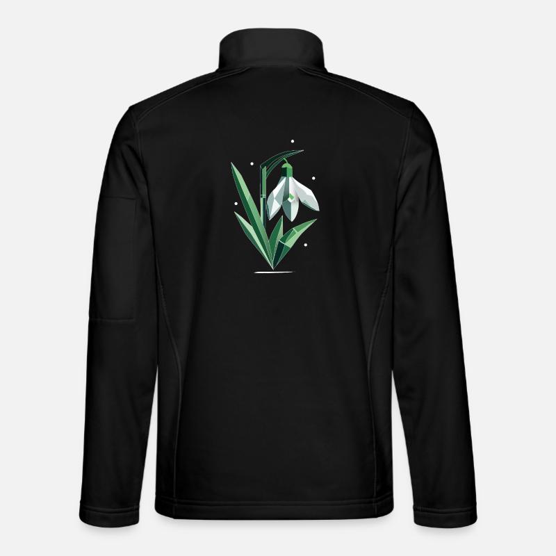 Delikat polygonal vintergæk illustration - Unisex softshelljakke - sort
