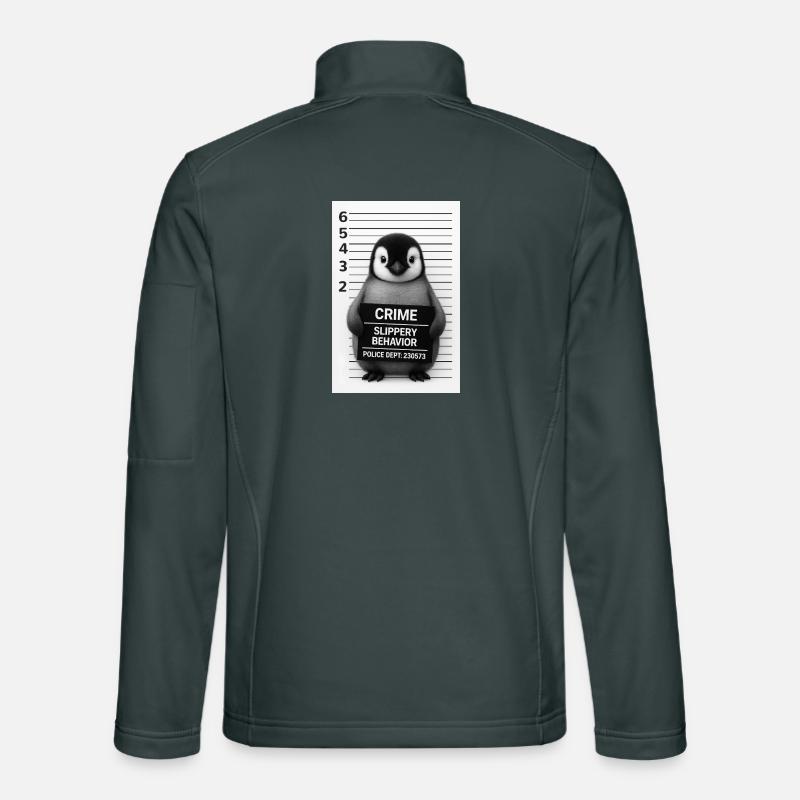 Penguin in the interrogation – Slippery on it Unisex Softshell Jacket