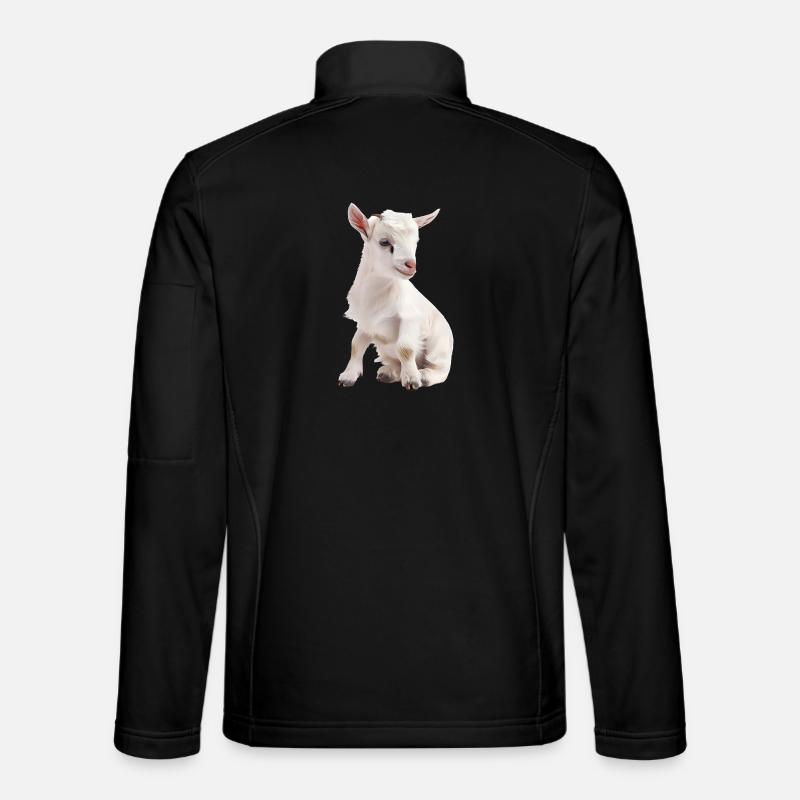 White baby goat portrait - Unisex Softshell Jacket - black