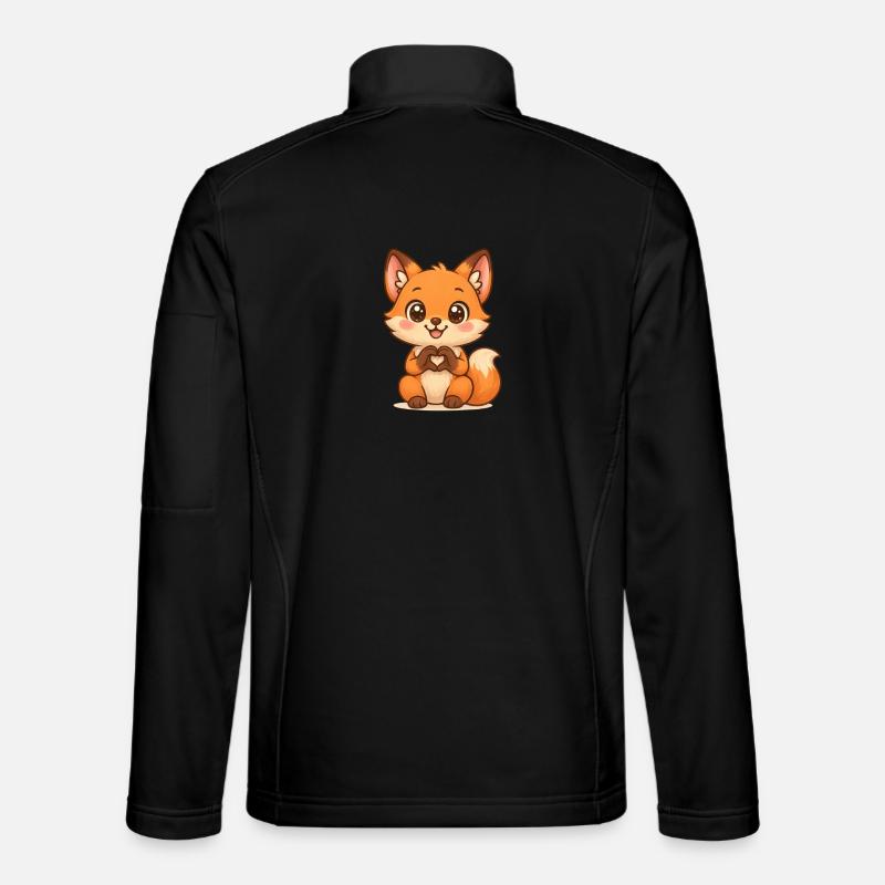 Kuscheliger Fuchs mit Herzform - Unisex Softshelljacke - Schwarz