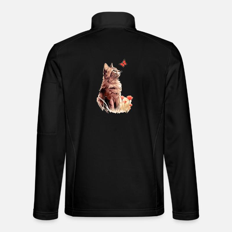 Cat and butterfly - Unisex Softshell Jacket - black