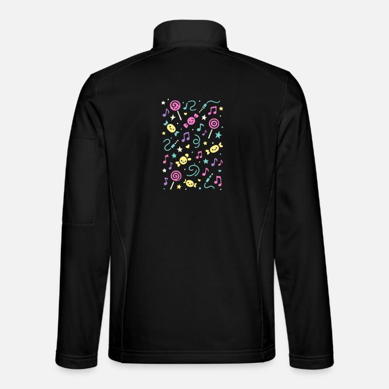 Süßer Klang – Kawaii Musikmuster - Unisex Softshelljacke - Schwarz