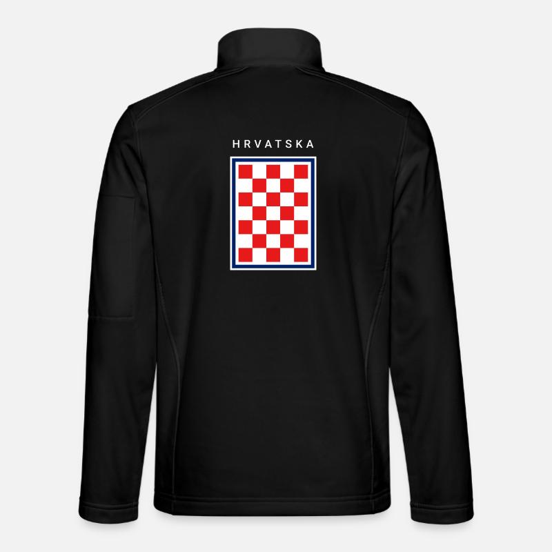 Hrvatska Checker Blue Border - Unisex Softshell Jacket - black