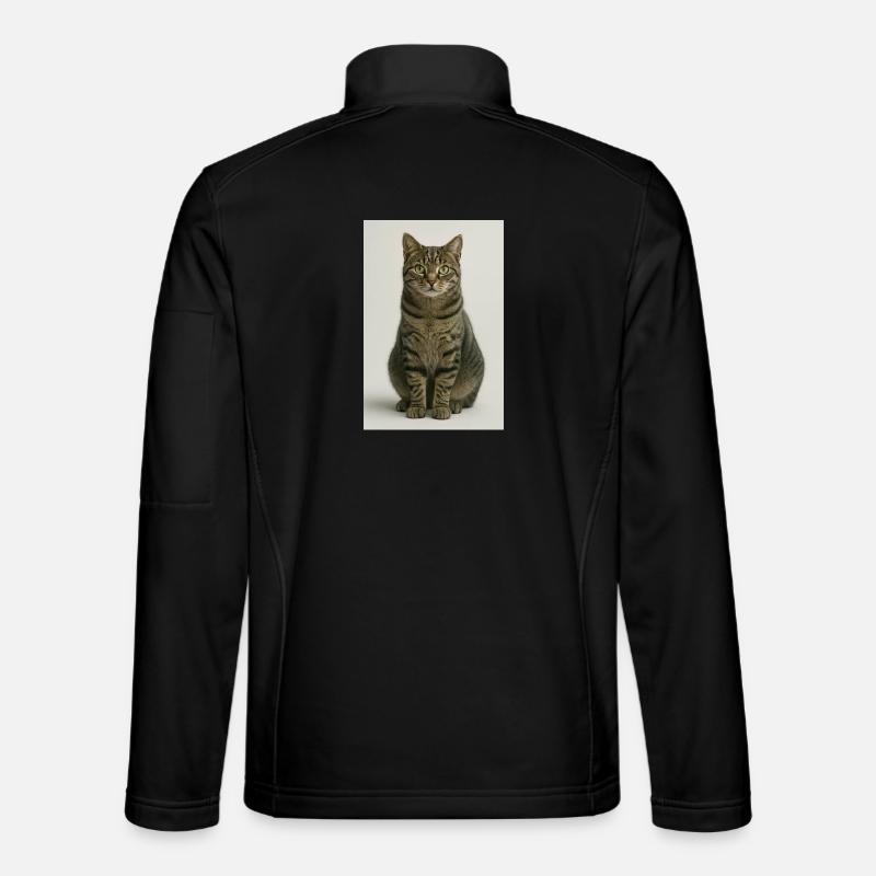 Sitzende getigerte Katzenporträt - Unisex Softshelljacke - Schwarz