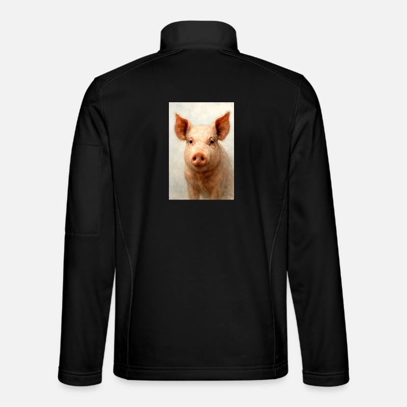 Aquarell-Schweineporträt - Unisex Softshelljacke - Schwarz