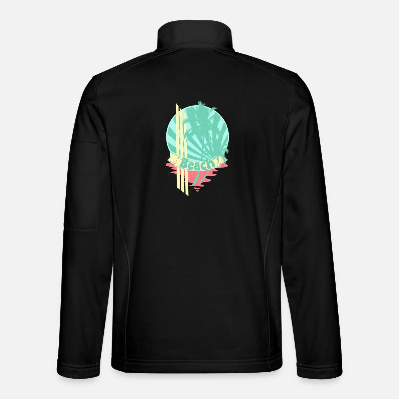 Beach Palm Trees Sea Banner - Unisex Softshell Jacket - black
