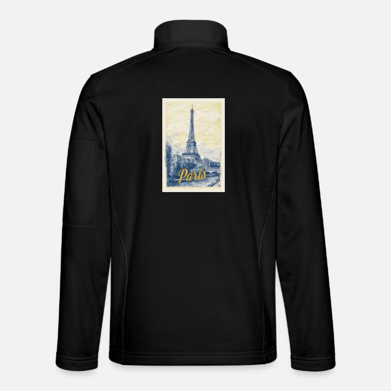 Paris Eiffel Blueprint - Unisex Softshell Jacket - black