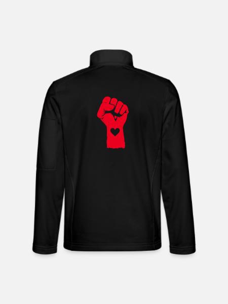 Rote Faust mit Herz - Unisex Softshelljacke - Schwarz