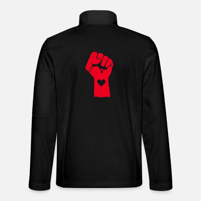 Red Fist with Heart - Unisex Softshell Jacket - black