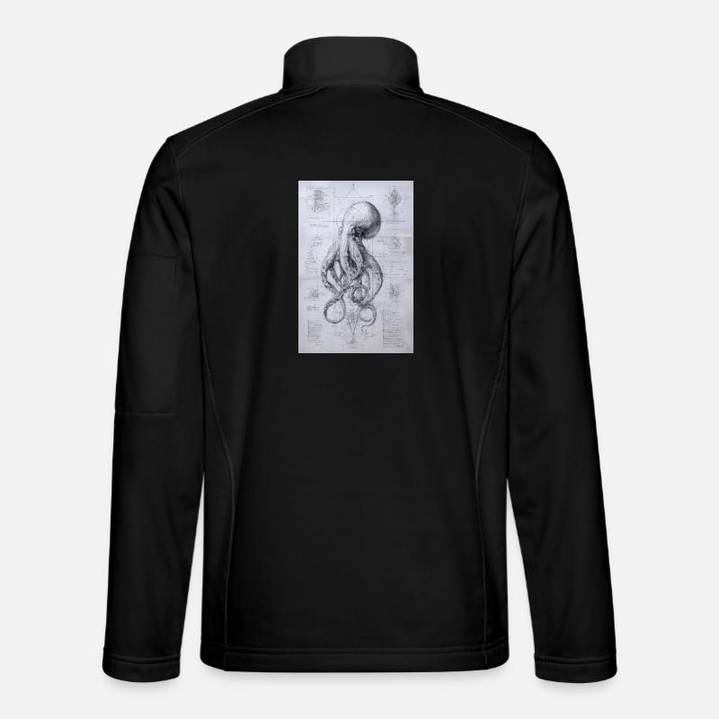 Octopus Blueprint Sketch - Unisex Softshell Jacket - black