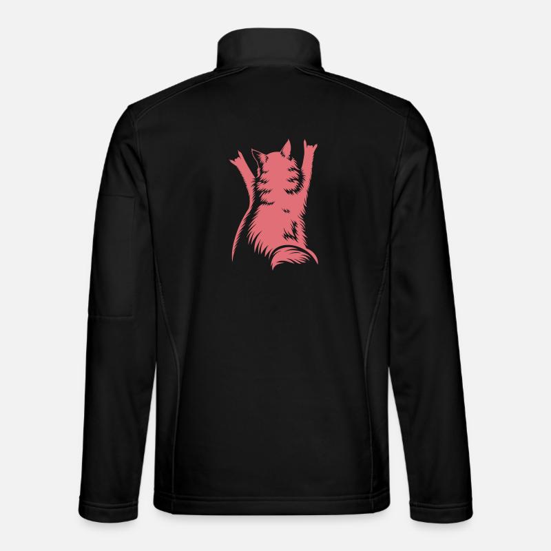 Rock Katze Rückenansicht – Devil Horns - Unisex Softshelljacke - Schwarz