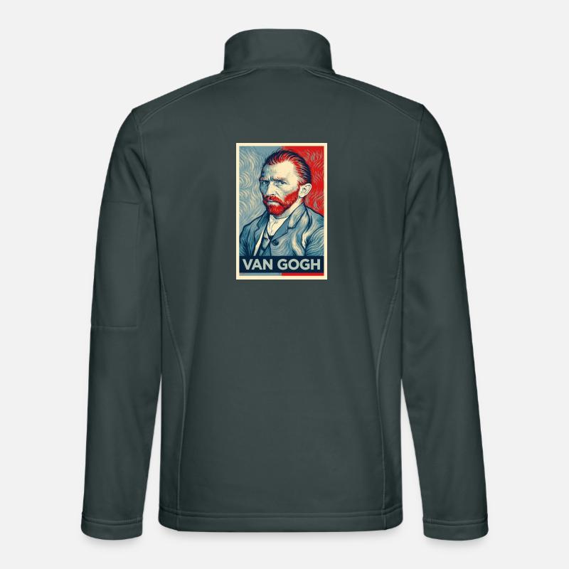 Portrait Pop de Van Gogh à double tonalité Veste en tissu softshell Unisexe