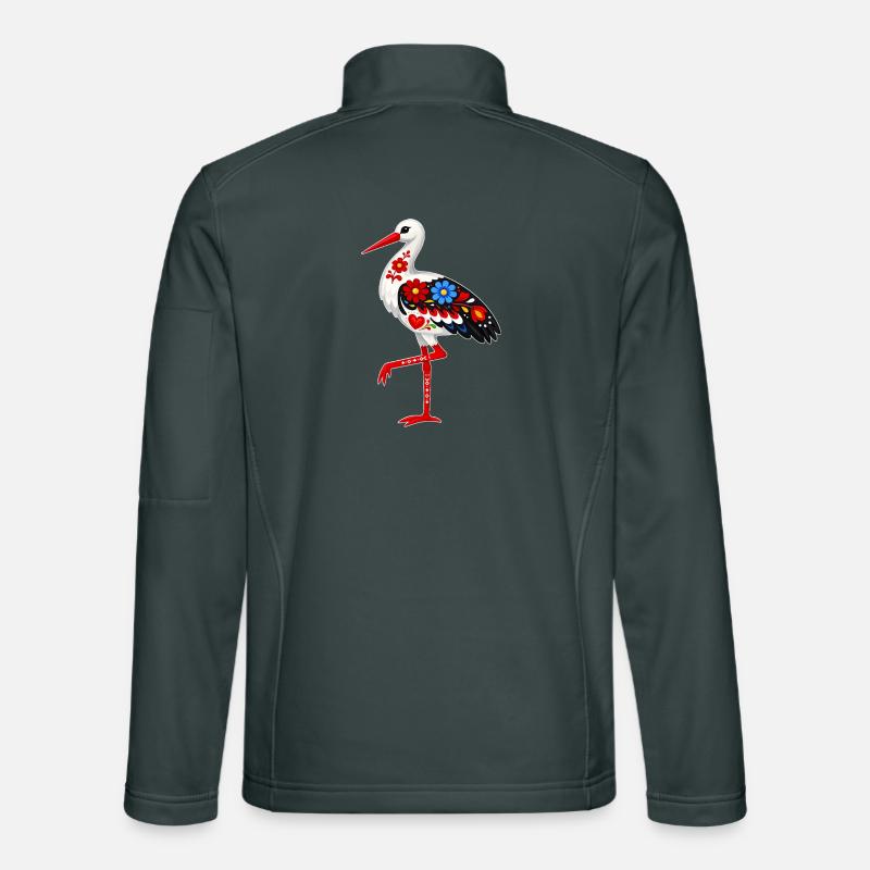 Folk Stork standing on one leg Unisex Softshell Jacket