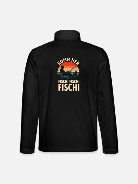 Komm her Fischi Fischi Fischi - Angler - Angeln - Unisex Softshelljacke - Schwarz - Hinten