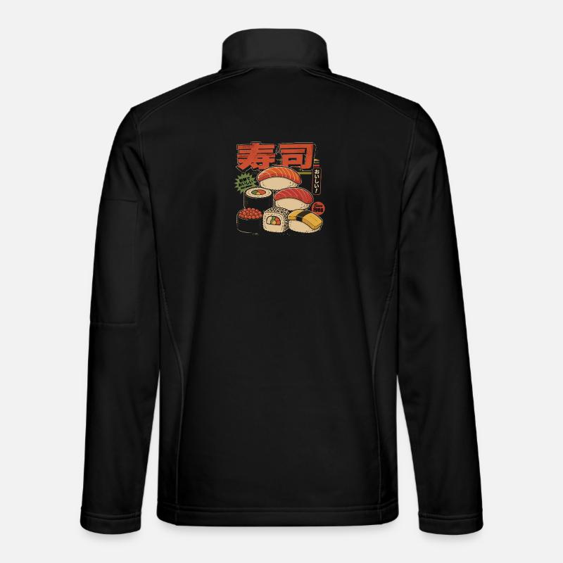 Sushi Retro Japan Style Illustration - Unisex Softshell Jacket - black