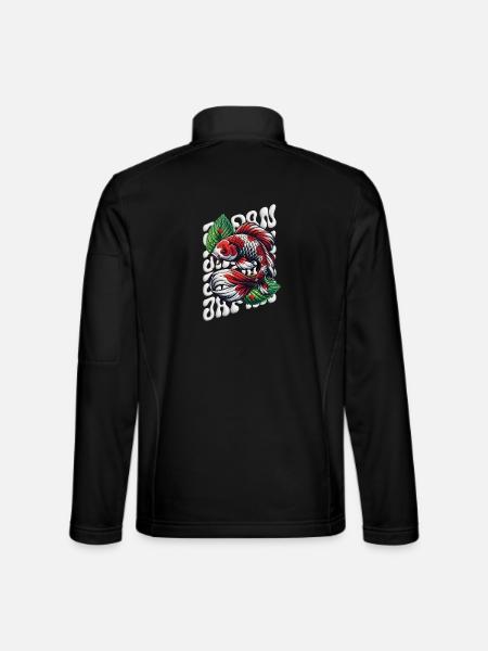 Poisson Koi Style Zen Pelucheux - Veste en tissu softshell Unisexe - noir - Dos
