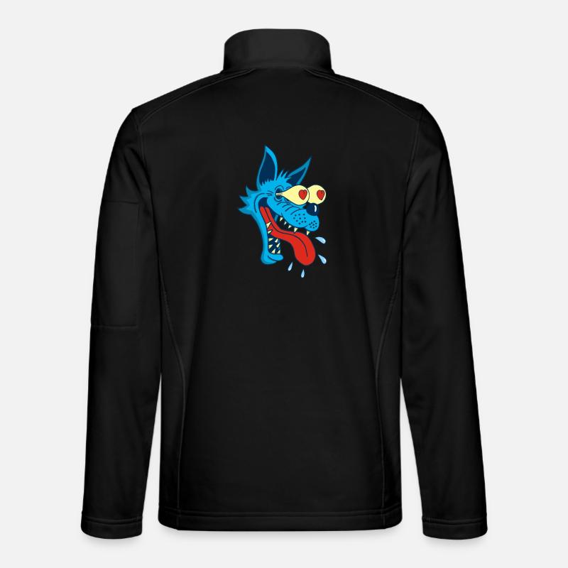 Blue wolf in love - Unisex Softshell Jacket - black