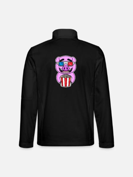 Popcorn Kino Schwein Filme Film Filmabend - Unisex Softshelljacke - Schwarz - Hinten
