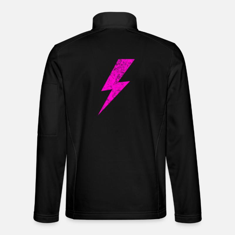 Bright Pink Lightning Motif - Unisex Softshell Jacket - black