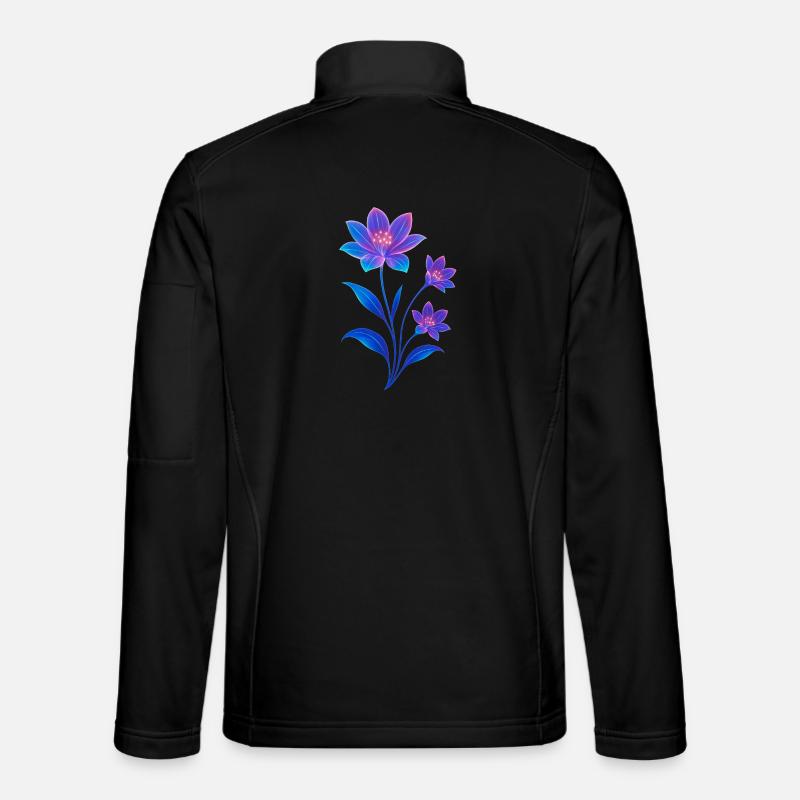 Luminescent Cosmic Flower Design - Unisex Softshell Jacket - black