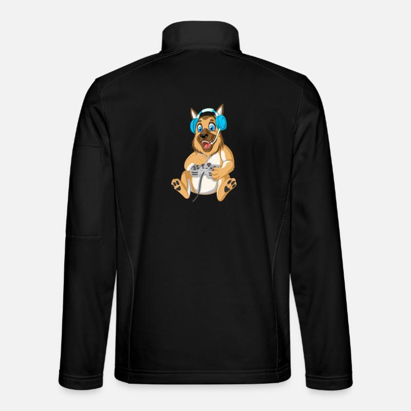 German Shepherd Gamer - Unisex Softshell Jacket - black