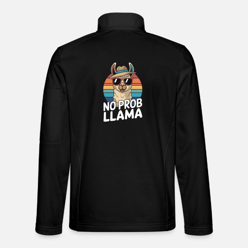 No Prob Lama Retro Sunburst Design - Veste en tissu softshell Unisexe - noir