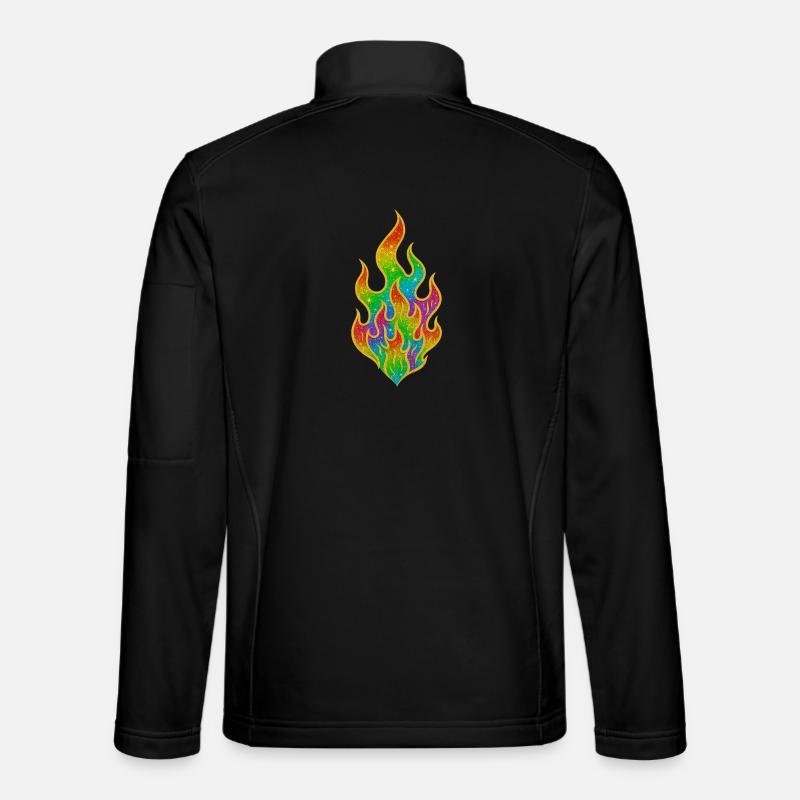 Rainbow Fire Glitter Flame - Unisex Softshell Jacket - black