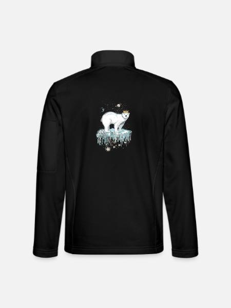 Majestätischer Eisbär mit Krone auf Eisscholle - Unisex Softshelljacke - Schwarz - Hinten