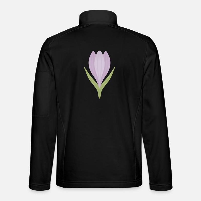 Lilac Crocus Bloom Illustration - Unisex Softshell Jacket - black
