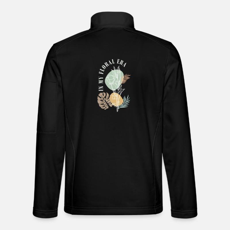 Florale Ära: Linienblumen - Unisex Softshelljacke - Schwarz