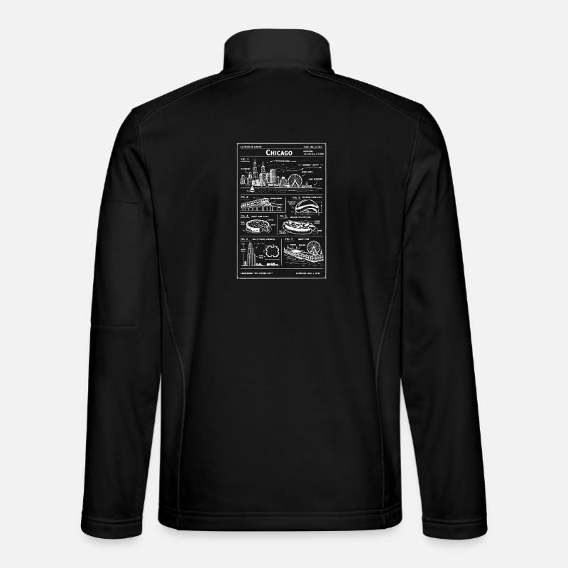 Silhouette du plan de Chicago - Veste en tissu softshell Unisexe - noir