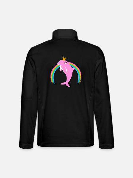 Rainbow Dolphin Couronne d’or Rose - Veste en tissu softshell Unisexe - noir - Dos