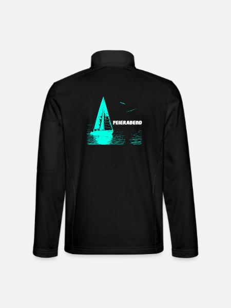 Feierabend Segelboot und 2 Möwen - Unisex Softshelljacke - Schwarz