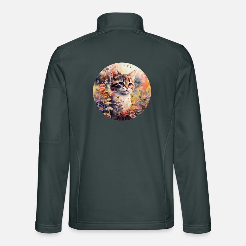 Katze in Blumenwiese - Aquarell Unisex Softshelljacke