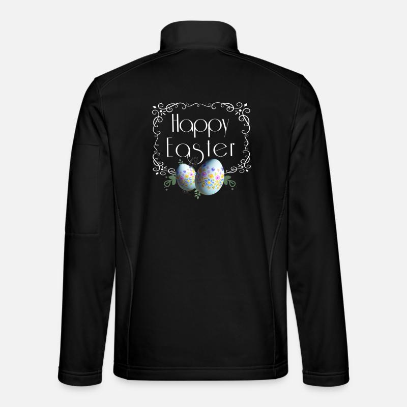 Happy Easter Schriftzug mit Ostereier - Unisex Softshelljacke - Schwarz