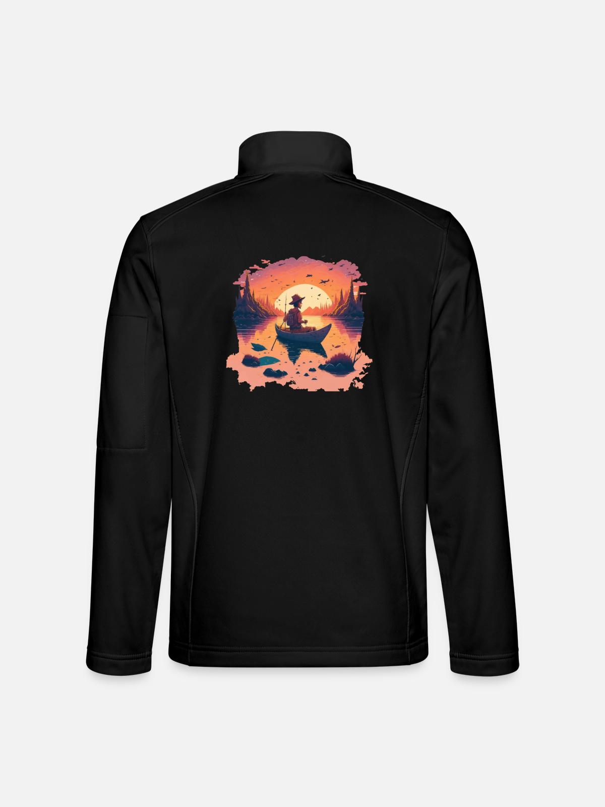Fishermen in autumn - Unisex Softshell Jacket - black - Back