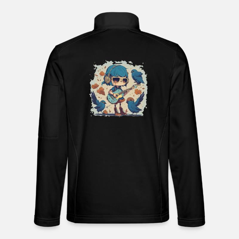 Mädchen mit Gitarre im Herbst Unisex Softshelljacke