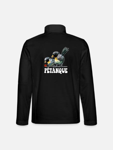 Boules de boules de boules pour pétanque - Veste en tissu softshell Unisexe - noir - Dos