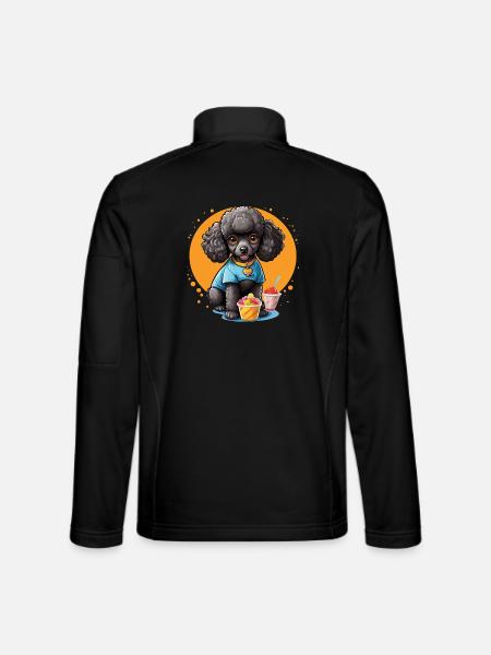 Black poodle at dessert - Unisex Softshell Jacket - black - Back