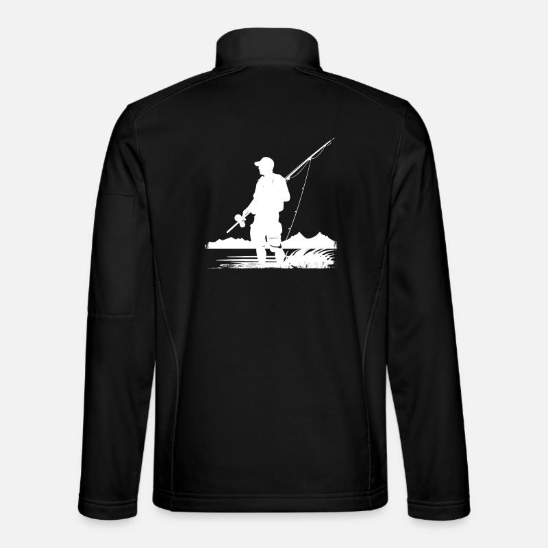 Fishing Drawing - Unisex Softshell Jacket - black