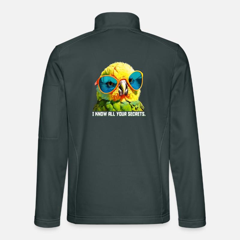 Je connais tous tes secrets Funny Budgie Veste en tissu softshell Unisexe