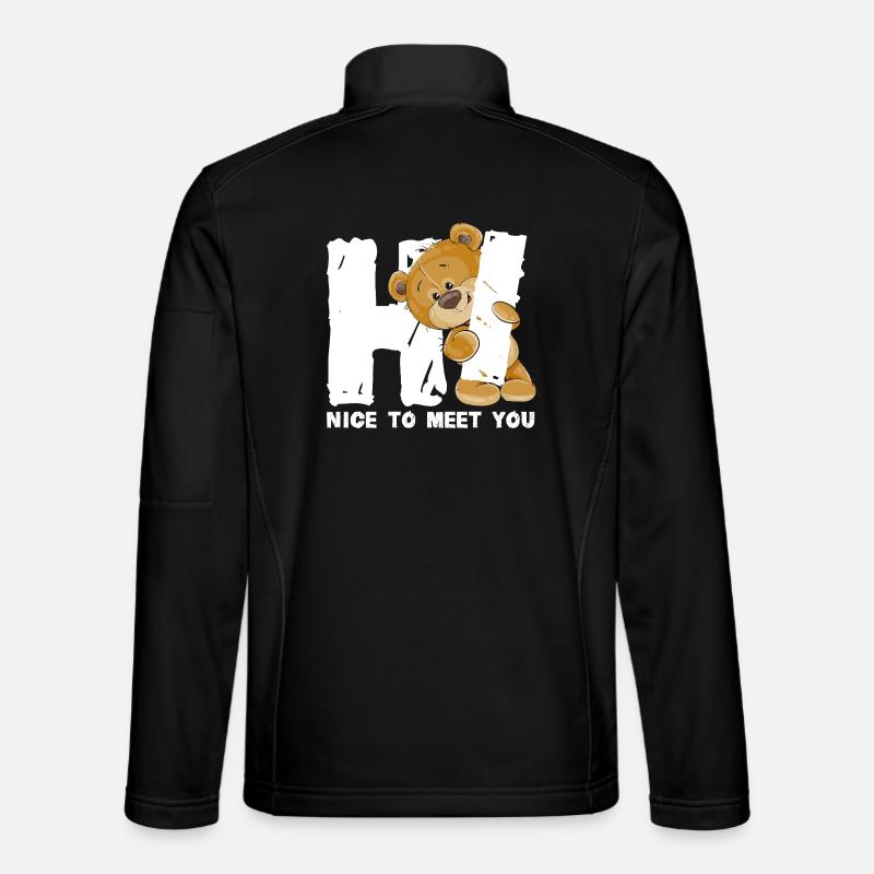Niedlicher Teddybär Begrüßung englischer Spruch - Unisex Softshelljacke - Schwarz