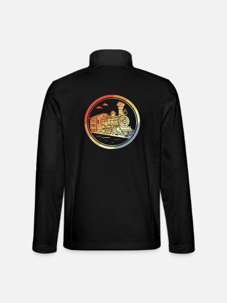 Lokomotive Skizze Retro Style - Unisex Softshelljacke - Schwarz - Hinten