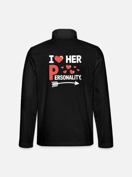 I Heart Her Personality Witzige Liebe Spruch - Unisex Softshelljacke - Schwarz - Hinten