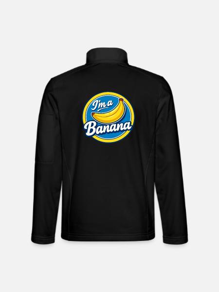 Banana Costume Carnival Fruit Stickers Yellow Funny - Unisex Softshell Jacket - black - Back